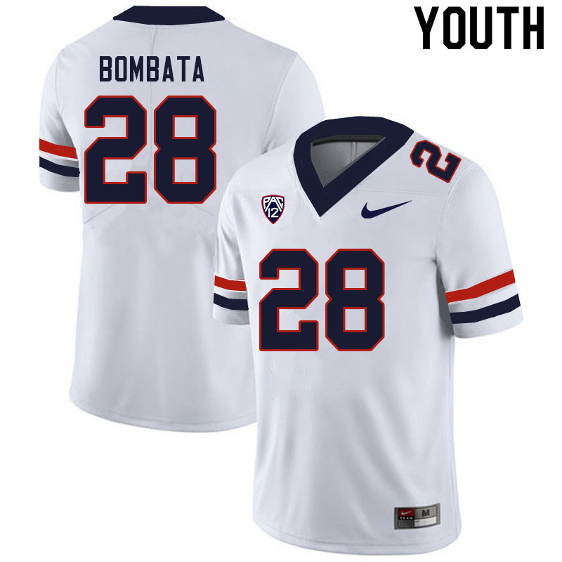 Youth #28 Nazar Bombata Arizona Wildcats College Football Jerseys Sale-White